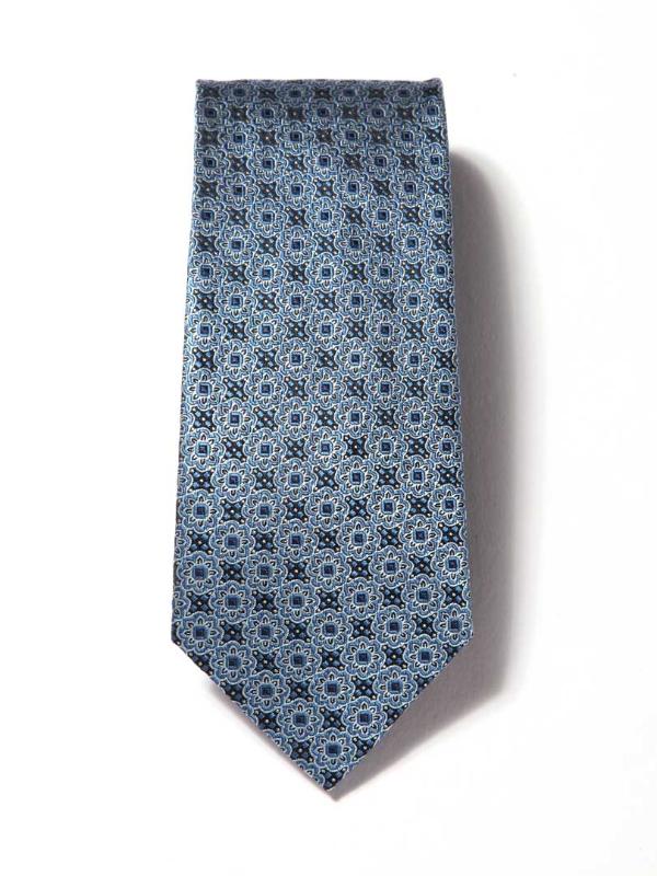 Torino All Over Medium Blue Silk Tie