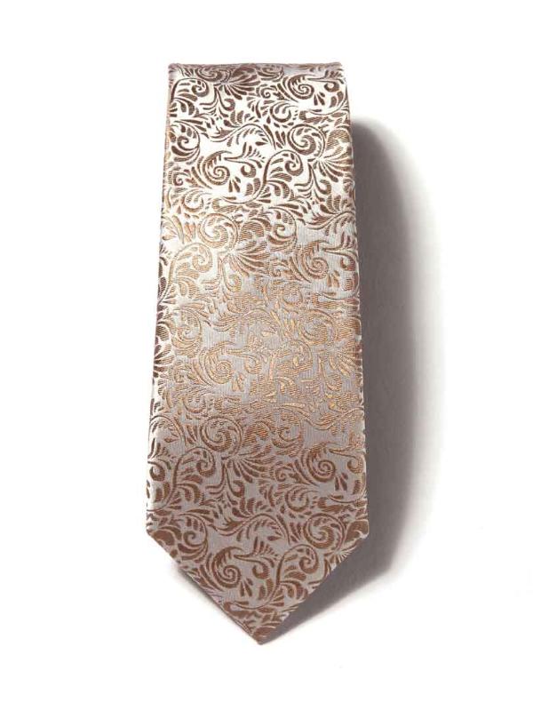 Torino All Over Medium Beige Silk Tie