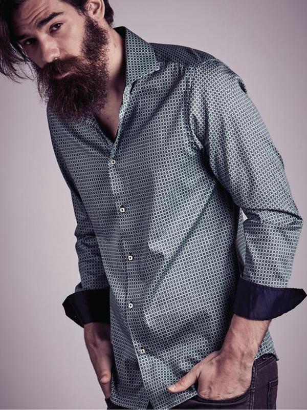 Xoyo Green Printed Full Sleeve Single Cuff Slim Fit Party Wear Blended Shirt