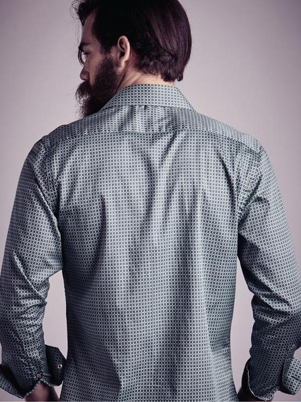Xoyo Green Printed Full Sleeve Single Cuff Slim Fit Party Wear Blended Shirt