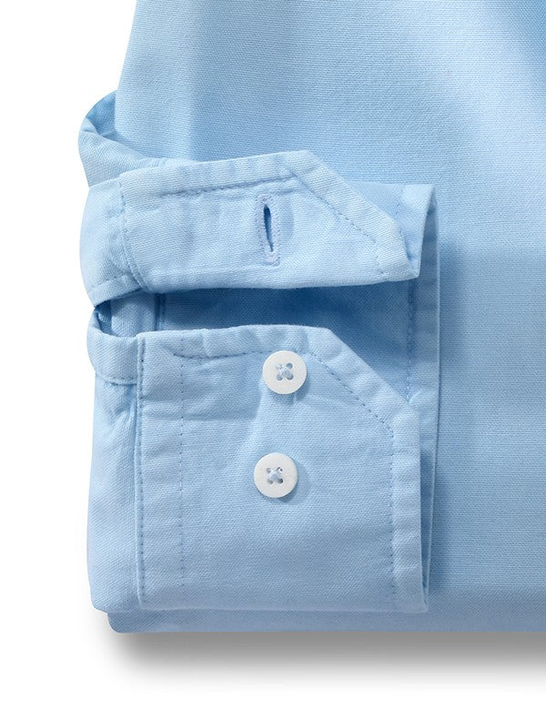 Murren Oxford Garment Dyed Sky Solid Full Sleeve Tailored Fit Casual Cotton Shirt