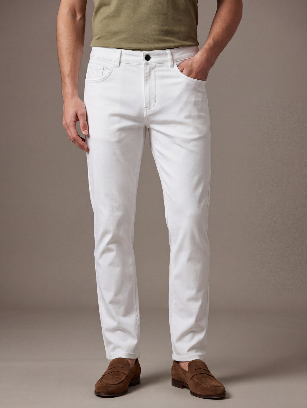z3 4 Way Stretch White Tailored Fit Pants