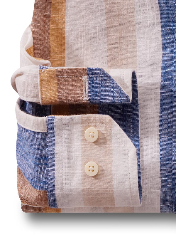 Giggs Slub Blue Striped Full Sleeve Tailored Fit Casual Cotton Shirt