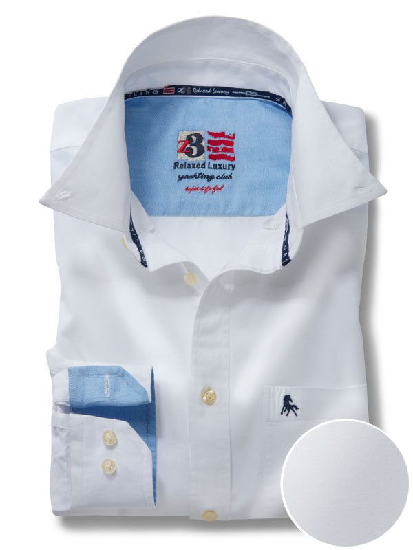 Everton Twill White Solid Full Sleeve Tailored Fit Casual Cotton