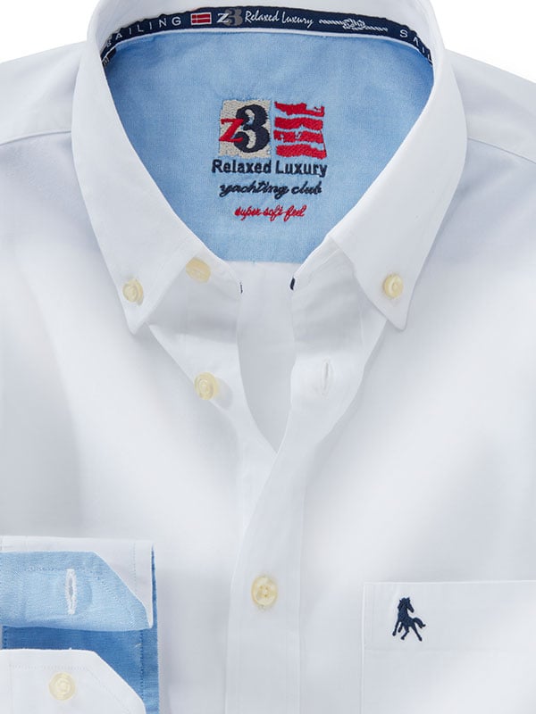 Everton Twill White Solid Full Sleeve Tailored Fit Casual Cotton
