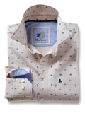 Safari Beige Printed Blended Shirt