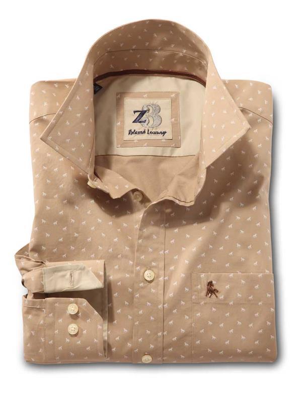 Gallop Beige Printed    Cotton Shirt