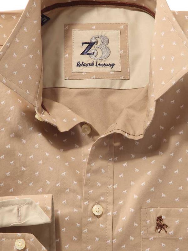 Gallop Beige Printed    Cotton Shirt