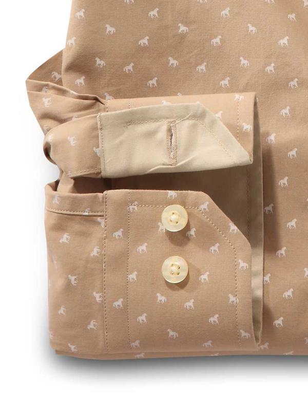 Gallop Beige Printed    Cotton Shirt