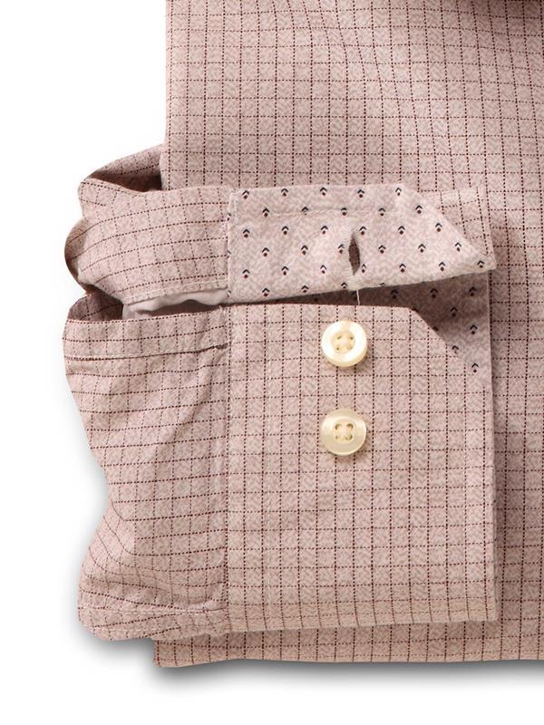 Kvass Beige Check Full sleeve single cuff   Cotton Shirt