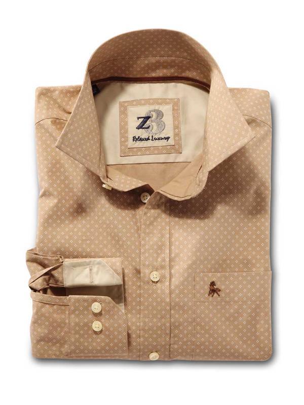 Purl Beige Printed    Cotton Shirt