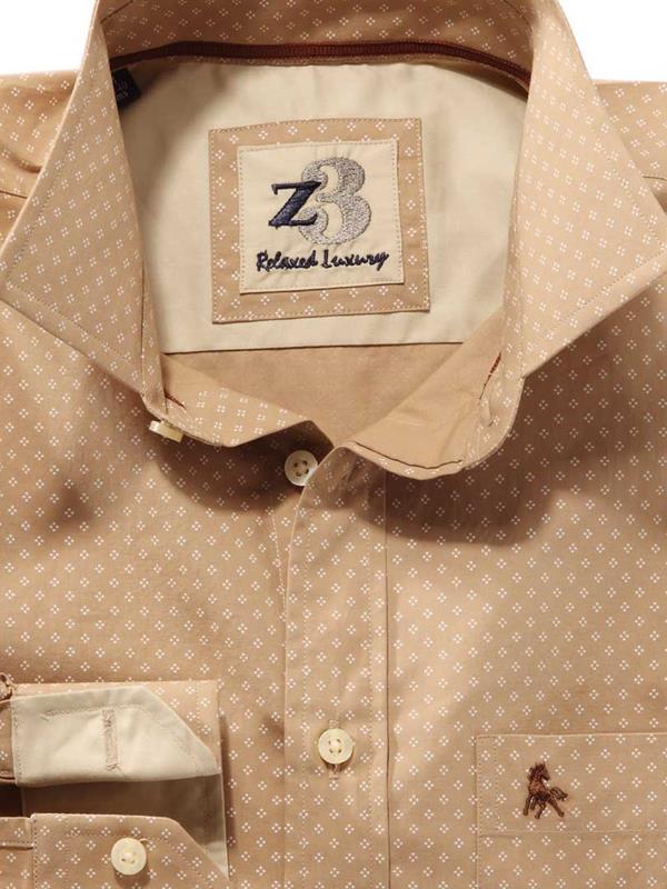 Purl Beige Printed    Cotton Shirt