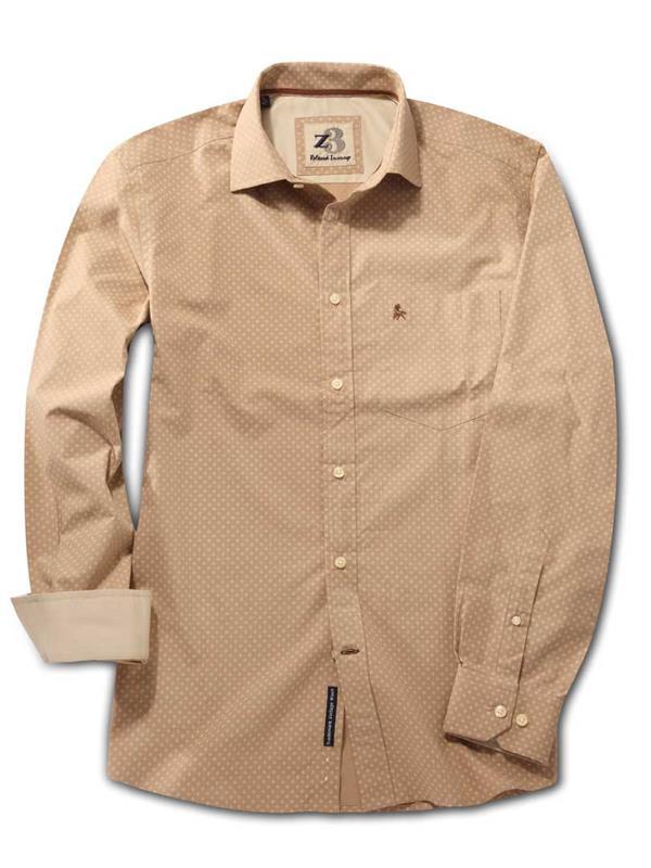 Purl Beige Printed    Cotton Shirt
