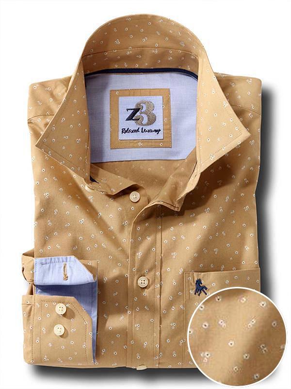 Buds Beige Printed    Cotton Shirt