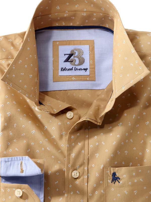 Buds Beige Printed    Cotton Shirt