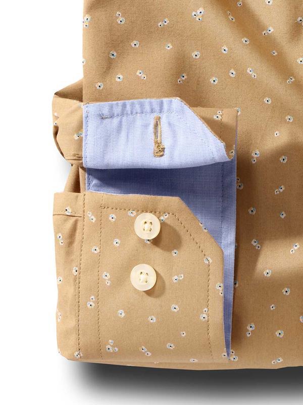 Buds Beige Printed    Cotton Shirt