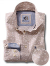 Mulanay Beige Printed Full sleeve single cuff   Cotton Shirt