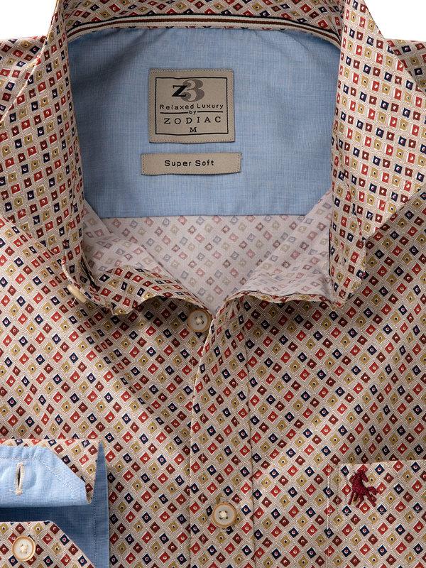 Starfire Beige Printed Full sleeve single cuff   Cotton Shirt
