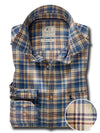 Manuel Herringbone Beige Check Full Sleeve Tailored Fit Casual Cotton Shirt