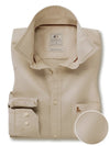 Formentera Oxford Beige Solid Full Sleeve Tailored Fit Casual Cotton Shirt