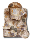 Aberg Slub Beige Printed Full Sleeve Tailored Fit Casual Cotton Shirt