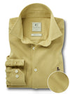 Ralph Knitted Beige Solid Full Sleeve Tailored Fit Casual Cotton Shirt