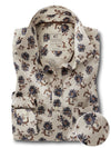 Fritz Slub Beige Printed Full Sleeve Tailored Fit Casual Blended Shirt