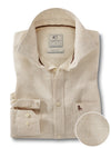 Musetti Slub Beige Solid Full Sleeve Tailored Fit Casual Blended Shirt