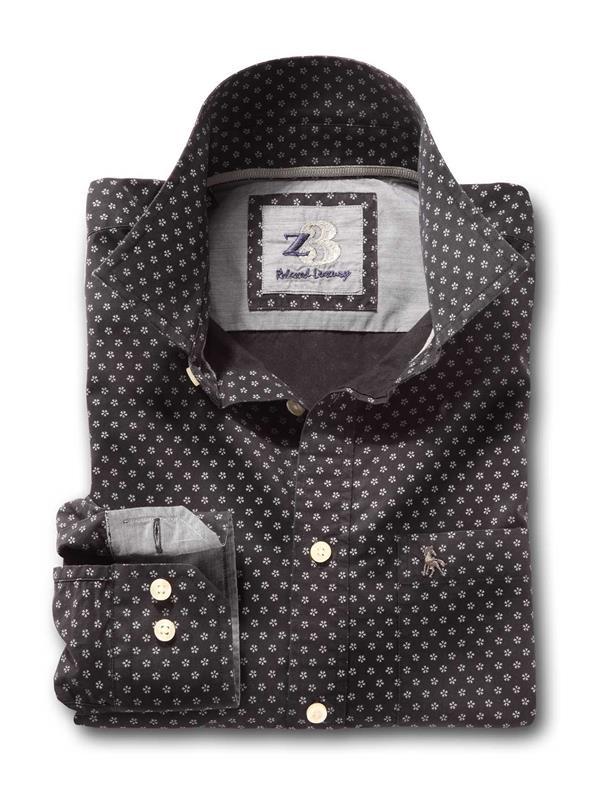 Stout Black Printed Full sleeve single cuff   Cotton Shirt