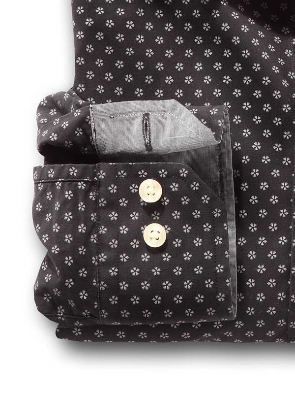 Stout Black Printed Full sleeve single cuff   Cotton Shirt