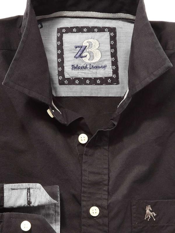 Porter Black Solid Full sleeve single cuff   Cotton Shirt