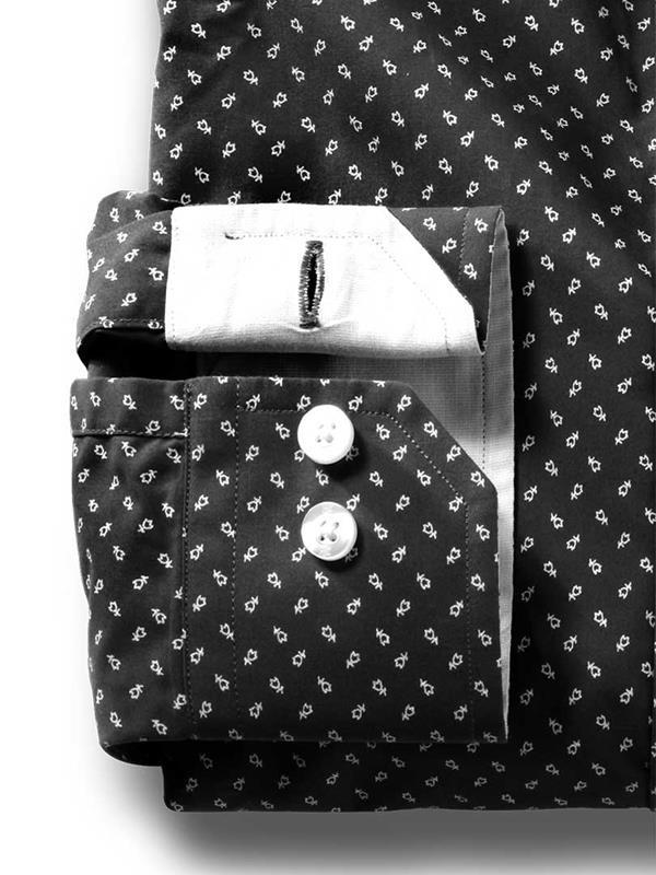 Aaron Black Printed Full sleeve single cuff   Cotton Shirt
