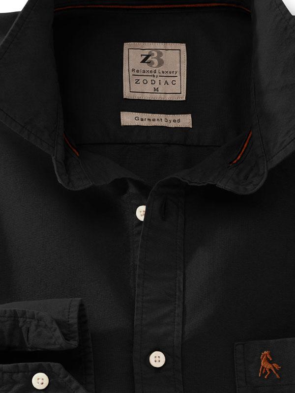 Ramos Black Solid Full sleeve single cuff   Cotton Shirt