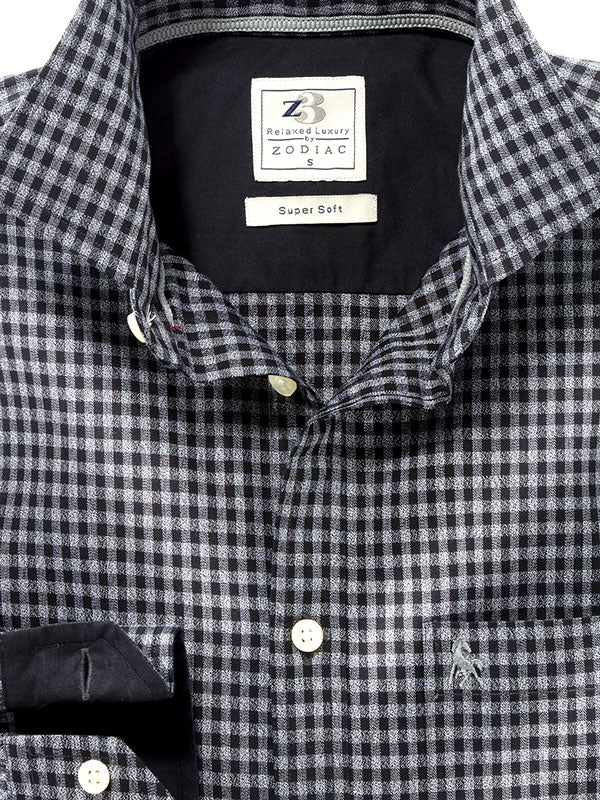 Breckenridge Black Check Full sleeve single cuff   Cotton Shirt