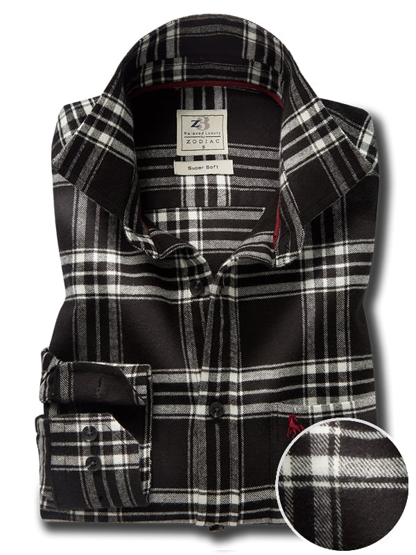 Walrus Twill Black Check Full Sleeve Tailored Fit Casual Cotton Shirt