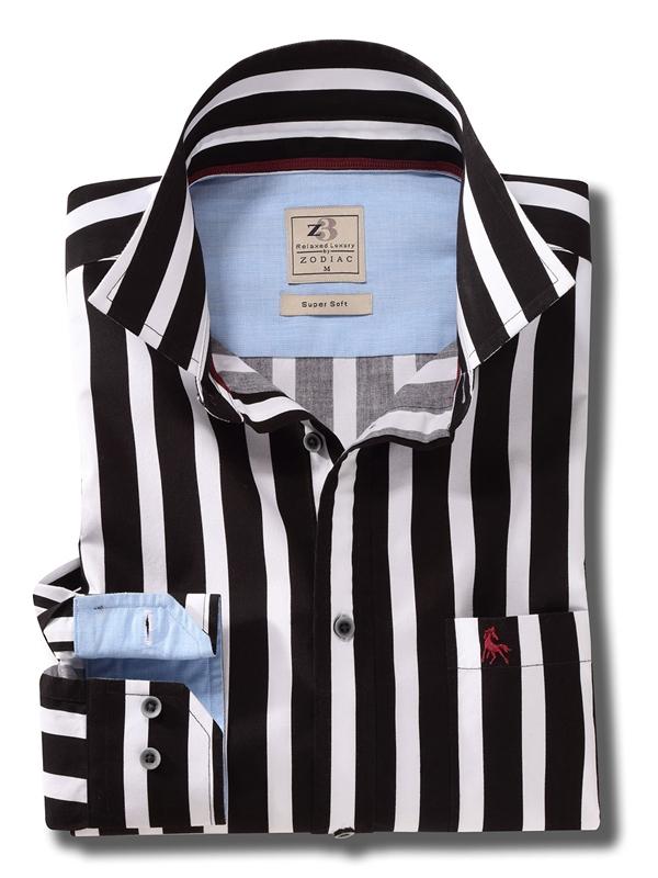 Sevilla Black Striped Full sleeve single cuff   Cotton Shirt