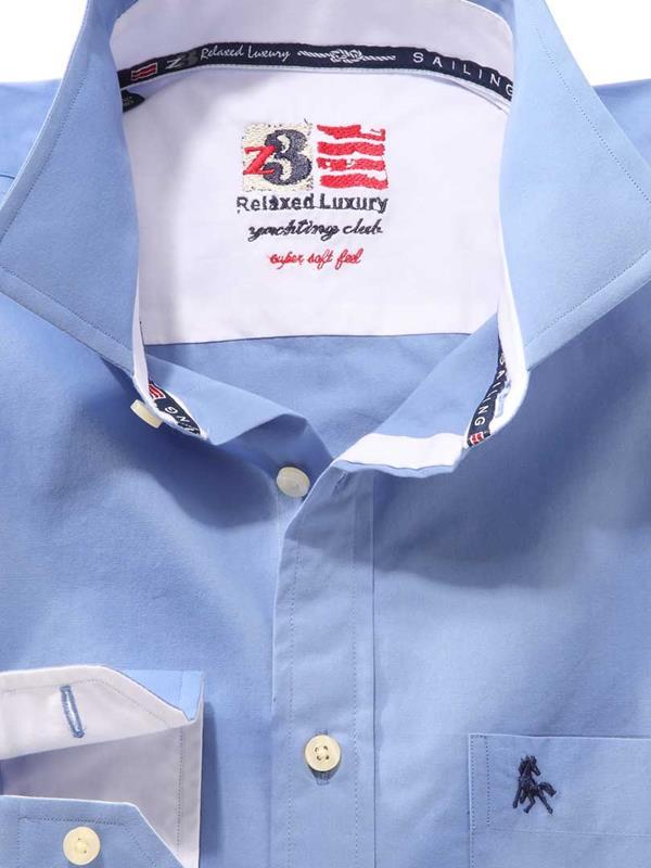 Captain Blue Solid Full sleeve single cuff   Cotton Shirt