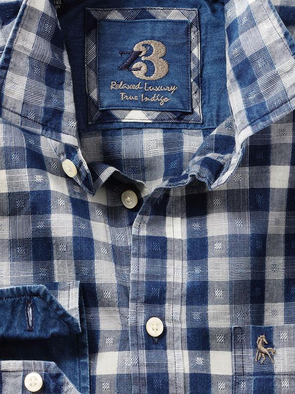 Bellerin Indigo Blue Check Full sleeve single cuff   Cotton Shirt