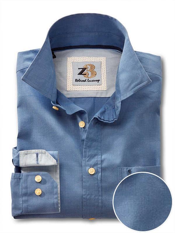 Sancho Blue Solid Full sleeve single cuff   Cotton Shirt