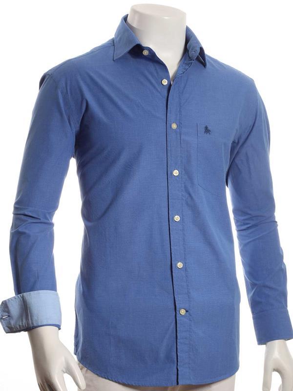 Sancho Blue Solid Full sleeve single cuff   Cotton Shirt