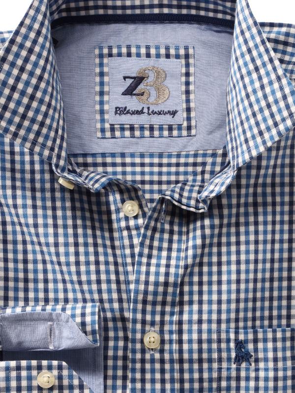 Peters Blue Check Full sleeve single cuff   Cotton Shirt