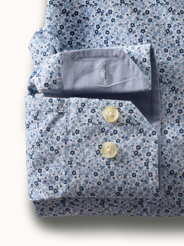 Ditsy Blue Printed Full sleeve single cuff   Cotton Shirt