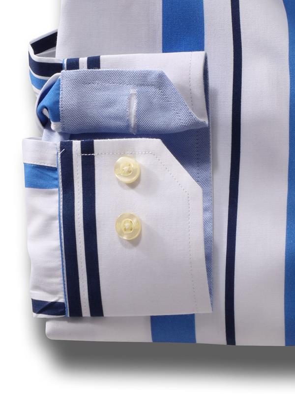 Ronda Blue Striped Full sleeve single cuff   Cotton Shirt
