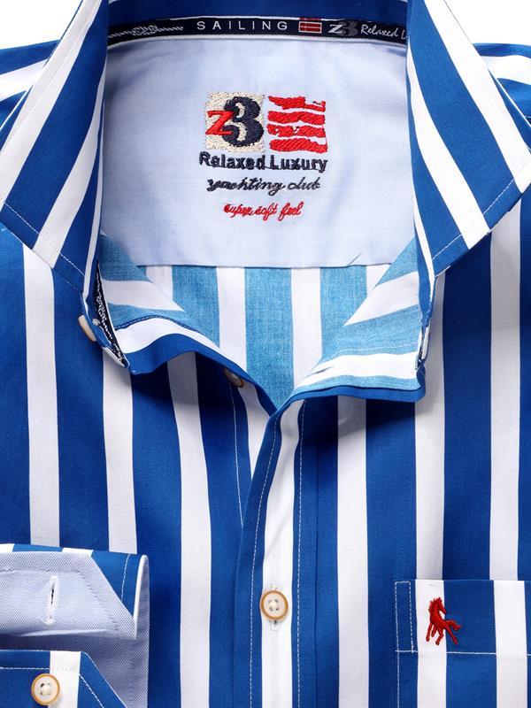 Sevilla Blue Striped Full Sleeve Tailored Fit Casual Cotton Shirt