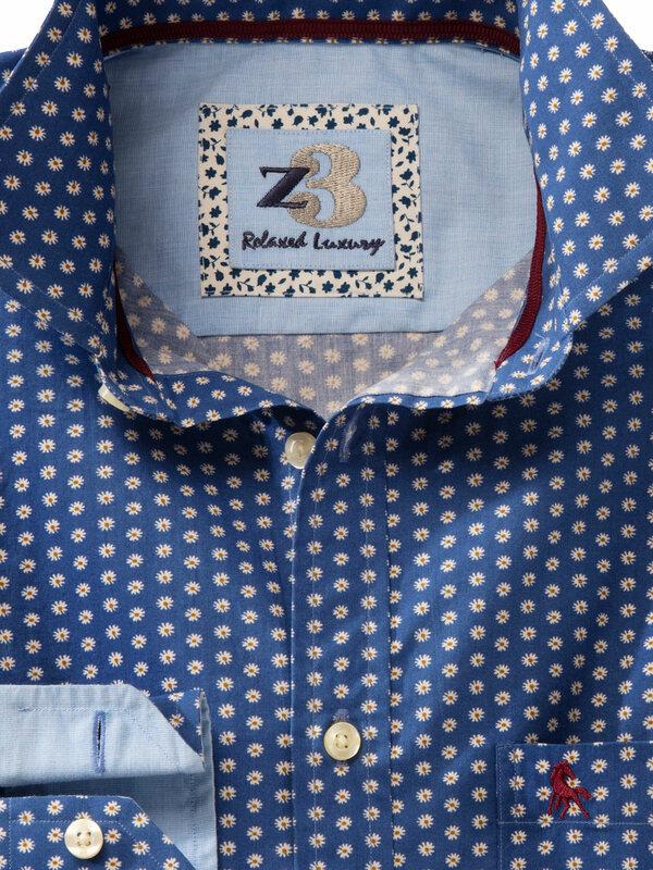 Madrid Blue Printed Full sleeve single cuff   Cotton Shirt