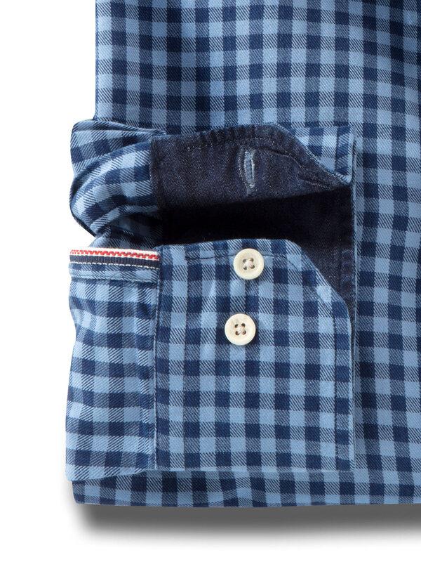 Elliot Indigo Blue Check Full sleeve single cuff   Cotton Shirt