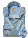 Stockholm Blue Printed Full Sleeve Tailored Fit Casual Cotton Shirt