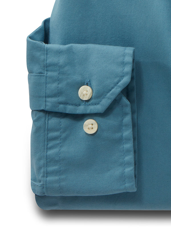 Neymar Twill Garment Dyed Blue Solid Full Sleeve Tailored Fit Casual Cotton Shirt