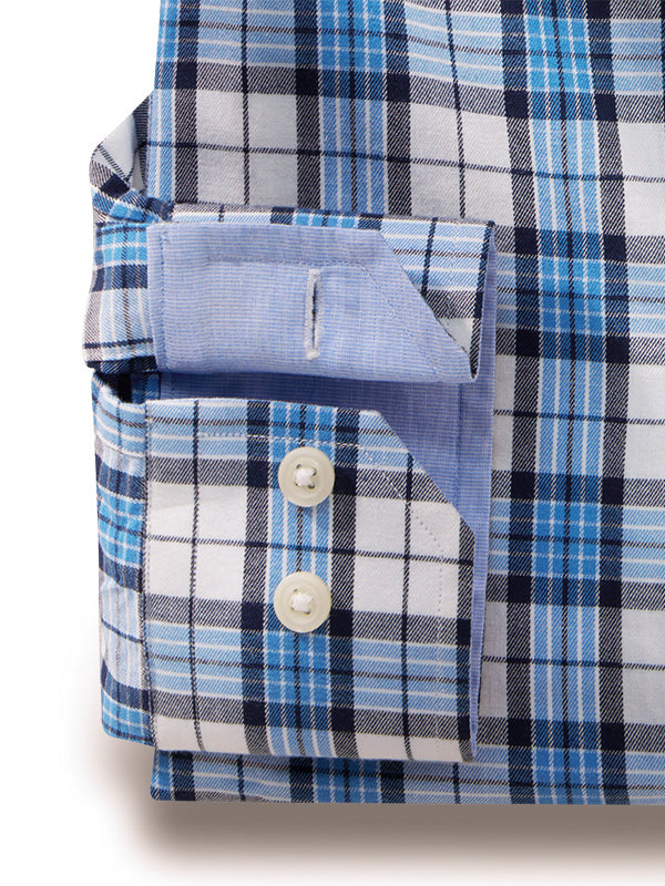 Ritsu Twill Blue Check Full Sleeve Tailored Fit Casual Cotton Shirt