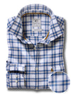 Valverde Herringbone Blue Check Full Sleeve Tailored Fit Casual Cotton Shirt